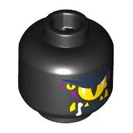 Minifig Head Sneak, Large Yellow Angry Eye, Small Yellow Eye, Magenta and Dark Blue Lines Print