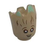 Minifig Head Special, Baby Groot with Sand Green Tips, Happy Print
