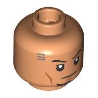 Minifig Head Arc Trooper Fives, Black Eyebrows, Black Beard, Silver Circuitry