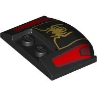 Slope Curved 3 x 4 x 2/3 Triple Curved with 2 Sunk Studs with Red Headlights, Gold Spider print