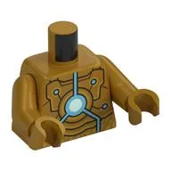 Torso, Black/Bright Light Blue/White Circular Circuitry print, Pearl Gold Arms and Hands