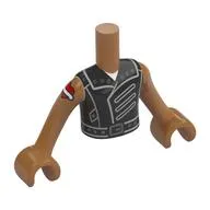 Minidoll Torso Boy with Black Jackets, Straps, belts, Rivets, Heart Tattoo print, Medium Nougat Arms and Hands