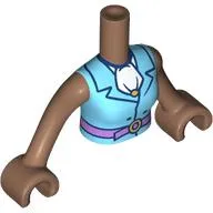 Minidoll Torso Woman with Medium Azure Jacket/Suit, Lavender Belt, White Handkerchief print, Medium Brown Arms and Hands