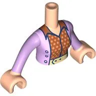 Minidoll Torso Woman with Lavender Jacket, Dark Orange/Orange Diamond Shirt, Bright Light Yellow Belt print, Light Nougat Arms and Hands