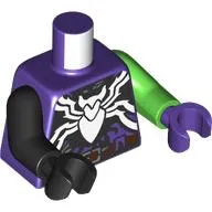 Torso, Odd Arms and Hands, Belt, White Spider (Green Goblin Venom) Logo, Left Bright Green Arm and Dark Purple Hand, Right Black Arm and Hand
