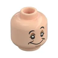 Minifig Head Sleepy, Black Eyebrows, Dark Orange Eyeshadow, Yawning/Sleepy Smile