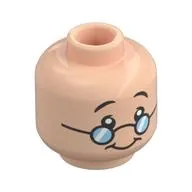 Minifig Head Doc, Black Eyebrows, Small Glasses, Open Mouth/Closed Mouth Smile