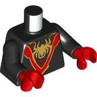 Torso, Gold Spider-Man Logo, Red Webbings print, Black Arms, Red Hands