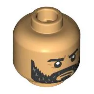 Minifig Head Duke Leto Atreides, Thick Black Eyebrows, Beard, Angry/Raised Eyebrow Smile