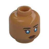 Minifig Head Chani, Black Eyebrows, Dark Azure Eyes, Reddish Brown Lips / Silver Mask