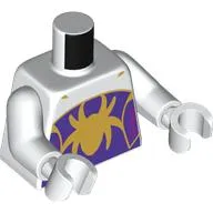 Torso, Gold Spider on Dark Purple Field, Webs print, White Arms and Hands