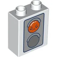 Duplo Brick 1 x 2 x 2 with Red/Green Traffic Light, Face print