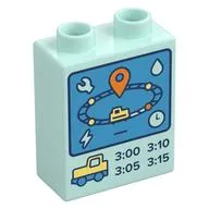 Duplo Brick 1 x 2 x 2 with Control Screen, Train Track, Times print