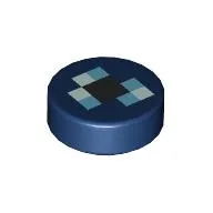 Tile Round 1 x 1 with Blue Squares, Pixelated Eye of Ender print