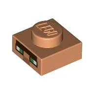 Plate 1 x 1 with Pixelated Face, Black Eyebrow, Green Eyes, Nougat Nose print