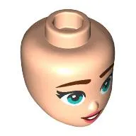 Minidoll Head, Dark Brown Eyebrows, Dark Turquoise Eyes, Coral Lips