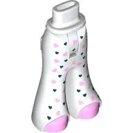 Minidoll Hips and Wide Pants with Bright Pink Shoes, Bright Pink/Dark Blue Hearts print