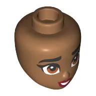 Minidoll Head, Thick Black Eyebrows, Brown Eyes, Dark Red Lips, Teeth