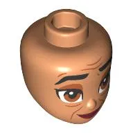 Minidoll Head, Thick Black Eyebrows, Wrinkles, Tired, Brown Eyes, Dark Red Closed Lips