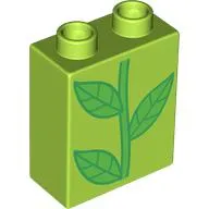 Duplo Brick 1 x 2 x 2 with Green Stem print