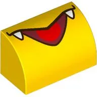 Brick Curved 1 x 2 x 1 No Studs with Open Mouth, Red Tongue, White Fangs print
