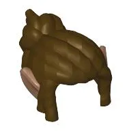 Minifig Hair Mid Length, Curly with Bun, Bangs, Elf Ears Medium Brown Pattern