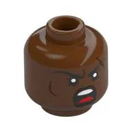 Minifig Head Dwarf Barbarian, Female, Long Eyebrows, Frown / Angry Scream