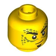 Minifig Head Gith Warlock, Silver Decorations, Thick Black Eyebrows, Goatee, Smirk/Angry Scowl