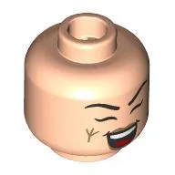 Minifig Head Tasha the Witch Queen, Black Eyebrows, Peach Lips, Gold Rune on Cheek, Frown/Maniacal Laughter