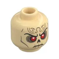 Minifig Head Szass Tam, Black Eyebrows, Red Eyes, Gold Markings, Frown