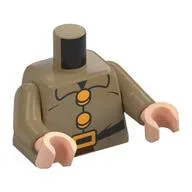 Torso, Bright Light Orange Buttons, Belt Buckle, Black Belt print, Dark Tan Arms, Light Nougat Hands