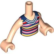 Minidoll Torso Girl with Dark Blue/Bright Light Orange/Dark Red/Coral/White Stripes Shirt print, Light Nougat Arms and Hands