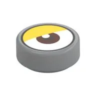Tile Round 1 x 1 with Reddish Brown Eye Center, Top Pupil, Bright Light Orange Eyelid print