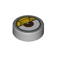 Tile Round 1 x 1 with Reddish Brown Eye Center, Yellow Eyelid with Cracks print