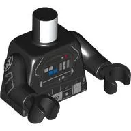 Torso Flight TIE Pilot Suit with Control Panel, Tubes, Silver Belt Buckle print, Black Arms and Hands