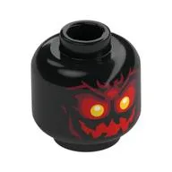 Minifig Head Fire Demon, White/Yellow Eyes, Red Eyeshadow, Mouth, Shapes