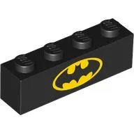Brick 1 x 4 with Yellow Batman Logo print