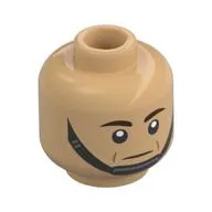 Minifig Head Imperial Navy Trooper, Dark Brown Eyebrows, Stern, Closed Mouth/Open Mouth Grimace