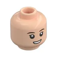 Minifig Head Princess Leia, Dark Brown Eyebrows, Open Mouth Smile/Frown