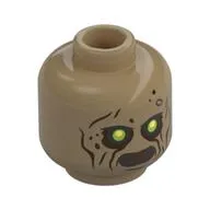 Minifig Head Night Trooper, Dark Brows Markings, Lime Eyes, Reddish Brown Teeth, Grin