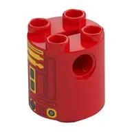 Brick Round 2 x 2 x 2 Robot Body with Yellow and Dark Red Astromech Droid Print (L3-G0)
