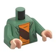 Torso, Jacket, Orange Shirt, Reddish brown Strap/Pouch/Fanny Pack print, Sand Green Arms, Light Nougat Hands