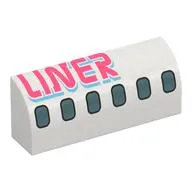 Brick Curved 1 x 4 x 1 1/3 No Studs with Airplane Windows, Coral 'LINER' print