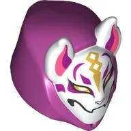 Mask, Wolf with Magenta Hood, Gold, Magenta, Coral Markings print
