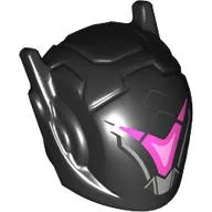 Helmet with Antennae and Headphones with Dark Pink/Bright Pink Visor, Silver Markings print