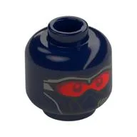 Minifig Head, Sam Wilson, Face Mask, Red Visor, Covered Mouth / Smirk