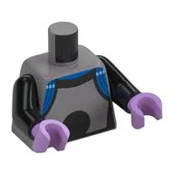 Torso Jumpsuit, Blue Markings, Dark Bluish Grey Trim, Connector Print (Mr Freeze), Black Arms, Lavender Hands