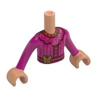Minidoll Torso Girl with Magenta Dress, Dark Red Trim, Bright Light Orange Butterfly print, Nougat Arms and Hands