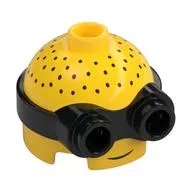 Minifig Head Special, Minion, Low, with Black 2-Eyed Goggles Pattern, Stubble Hair Print