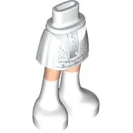 Minidoll Hips and Short Skirt with Silver/Metal Blue Dots, Silver Fur, Light Nougat Legs, White Boots print